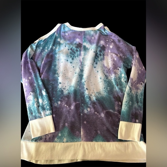 Boutique honey me brand celestial galaxy purple blue white open shoulder top m/L - Picture 3 of 3